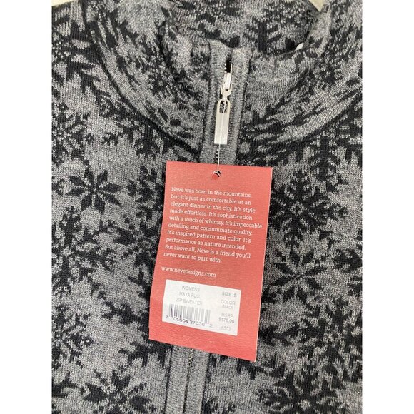 NEW Neve Designs Maya Full Zip Sweater Women Small Gray Wool Blend Snowflake - Picture 16 of 16